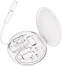 Multi-USB Charging Adapter Cable Kit for Travel - USB-C to iOS Device Conversion Set with USB-A & Type-C to Male Micro/Type-C/iOS Device, Data Transfer, Card Storage, Tray Eject Pin, and Phone Holder (White)